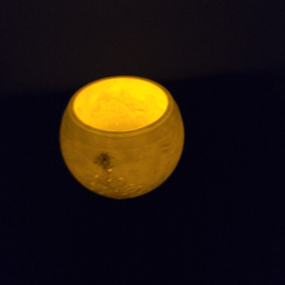 Glowing Moon Tealight Candle Holder - Amber Yellow Bees Wax